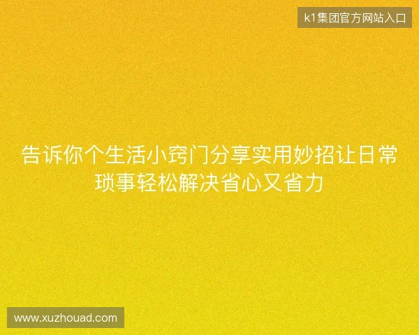 告诉你个生活小窍门分享实用妙招让日常琐事轻松解决省心又省力